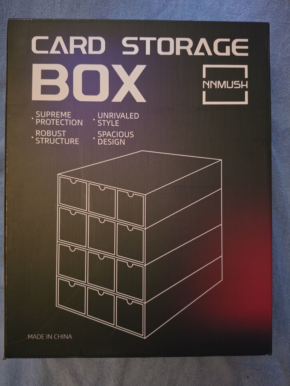 Black Card Storage Box - 12-Drawer Card Organizer